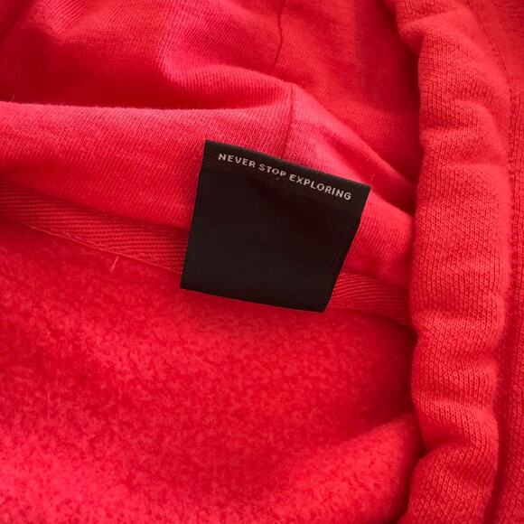 The North Face Mens Large Clay Red and White Hooded Pullover Sweatshirt - Picture 6 of 9
